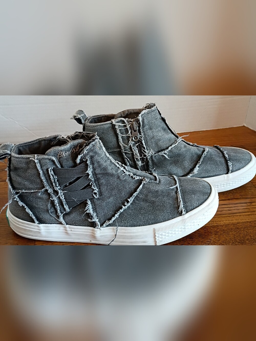 Women's Frayed High-Top Sneakers - Gray No Size Shown Check Measurements